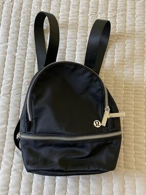 lululemon athletica Black Mini Backpack with Silver Hardware
